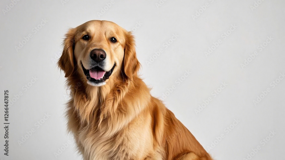 Close up portrait of a golden retriever, looking forward and smiling. Close up portrait of a golden retriever, looking forward and smiling.
