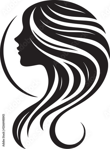 Woman's profile with flowing hair.