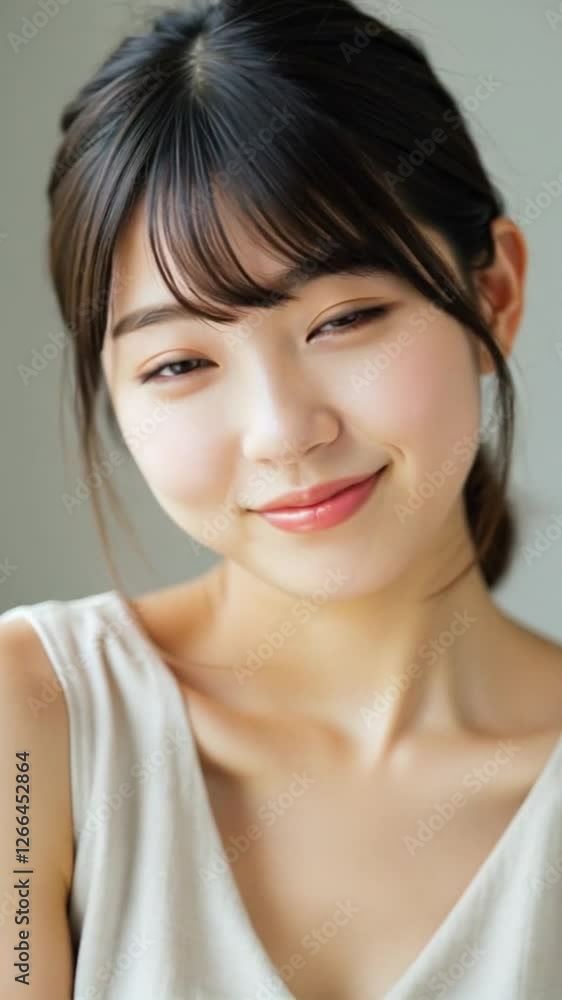 輝く笑顔 – ナチュラルな美しさが魅力の女性ポートレート
