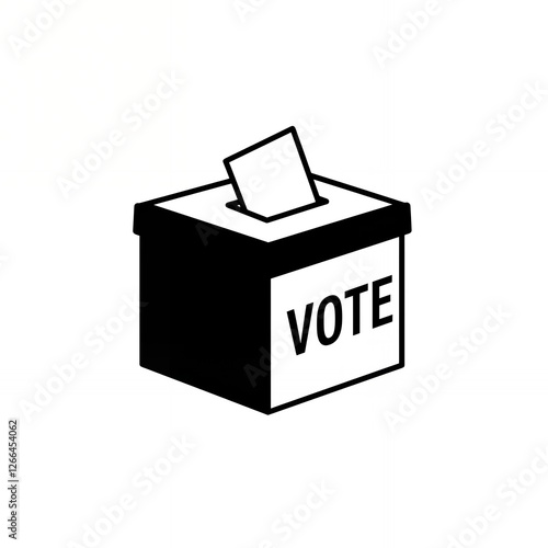 Casting Vote Black and White Illustration of Ballot Box and Paper