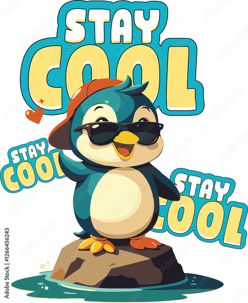 Naklejka premium Stay Cool - Chill Penguin Vibes