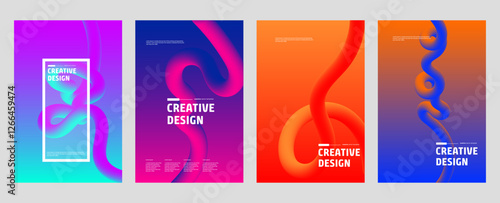 Abstract Fluid Gradient Posters Vibrant Creative Design Templates