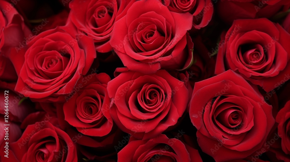 Deep red roses in full bloom, symbolizing passion, love, and romance, making a perfect background for Valentine’s Day or wedding themes. Deep red roses in full bloom, symbolizing passion, love, and romance, making a perfect background for Valentine’s Day or wedding themes.