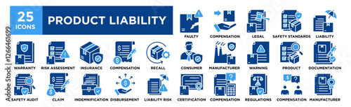 Product Liability icon collection set. Containing design product, business, protection, concept, liability