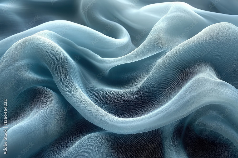 Obraz premium Soft, flowing blue fabric draped elegantly, creating a serene and calming atmosphere