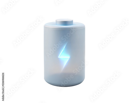 Wallpaper Mural A futuristic holographic 3D battery icon with a lightning bolt symbol, isolated on white background, representing energy, power, and charging. Perfect for technology, energy, and mobile app design. Torontodigital.ca