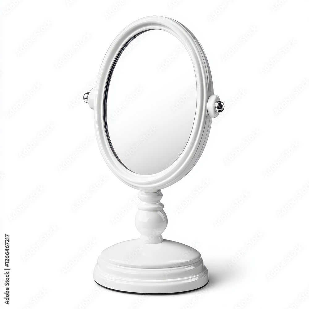 Elegant White Oval Vanity Mirror for Dressing Table, Generative AI. Elegant White Oval Vanity Mirror for Dressing Table, Generative AI.
