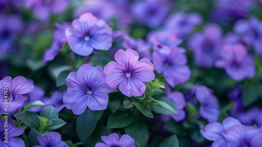 Vibrant Purple Petunias in Full Bloom Close Up Floral Photography Vibrant Purple Petunias in Full Bloom Close Up Floral Photography