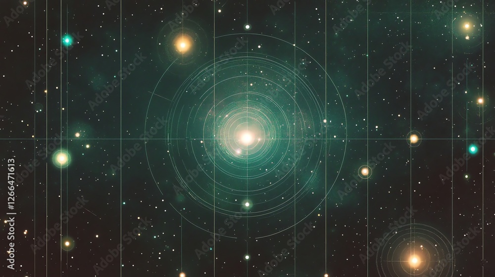 Obraz premium Abstract Galaxy Space Art with Circular Design and Starry Background