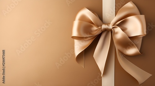 Elegant Gold Satin Ribbon Bow on Brown Background Gift Wrapping Luxury Packaging Design