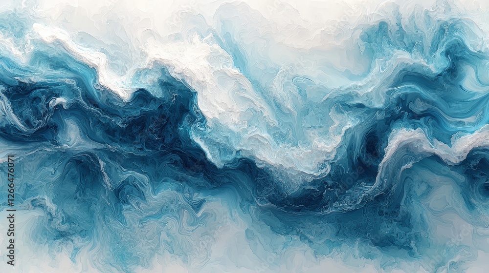 Abstract depiction of swirling blue and white waves, evoking oceanic themes. Abstract depiction of swirling blue and white waves, evoking oceanic themes.