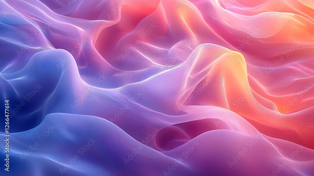 Obraz premium Abstract flowing fabric, vibrant hues, digital art, background design