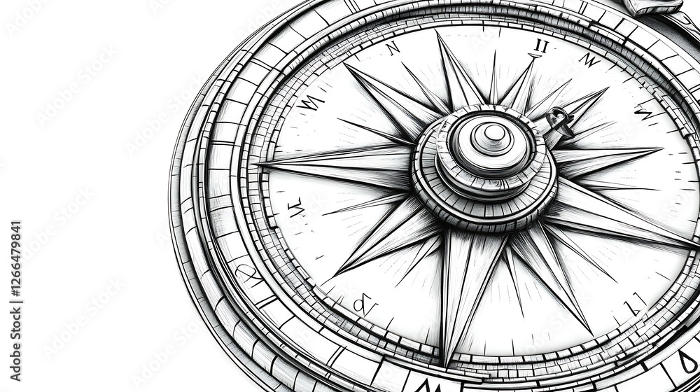 Naklejka premium Compass on a white background.