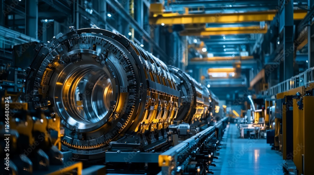 Fototapeta premium Industrial Machinery in a Modern Factory with Advanced Technology