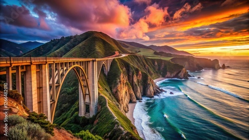 Coastal Highway 1's Bixby Bridge: breathtaking ocean views, dramatic cliffs, unforgettable road trip.