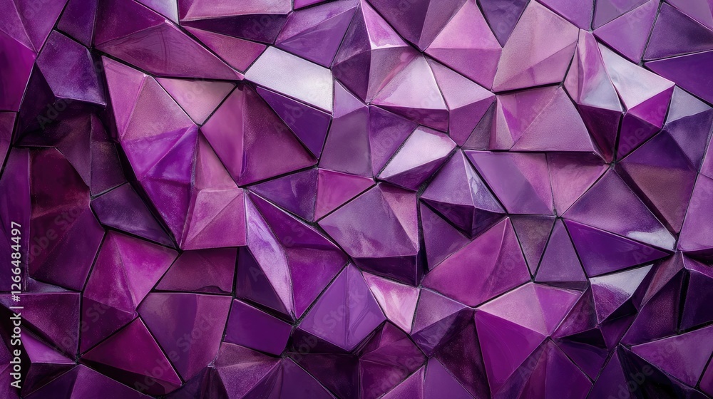 Obraz premium A polygonal mosaic in rich purple hues, featuring sharp angles and a modern, abstract design.