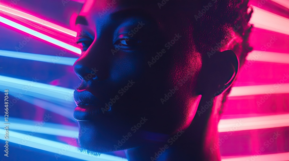 Abstract neon light trails in fluid pink and blue tones, showcasing modern technology aesthetics. Abstract neon light trails in fluid pink and blue tones, showcasing modern technology aesthetics.
