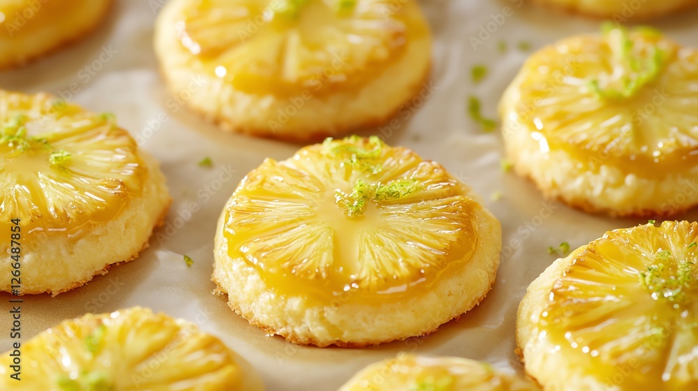 Delicious Pineapple Upside-down Cakes with Zesty Lime Garnish Ready to Eat Delicious Pineapple Upside-down Cakes with Zesty Lime Garnish Ready to Eat