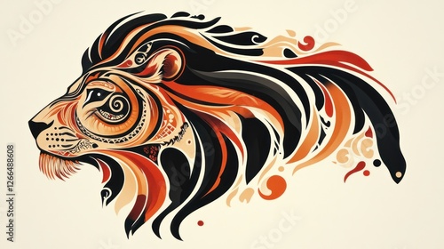 Wallpaper Mural colorful Tribal a Lion head Tattoo very simple traditional tattoo flash styles illustration Torontodigital.ca