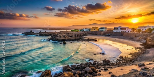 Wallpaper Mural Fuerteventura's El Cotillo: Minimalist photography captures breathtaking sunsets and volcanic Canary Island coastline. Torontodigital.ca