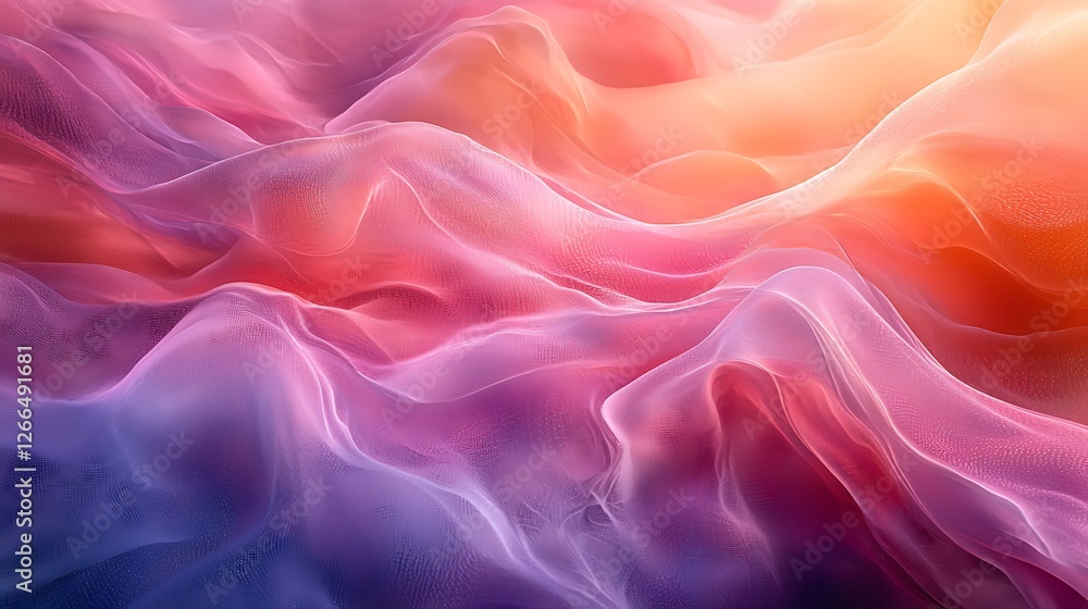 Obraz premium Abstract pastel waves, sunset backdrop, digital art, design element