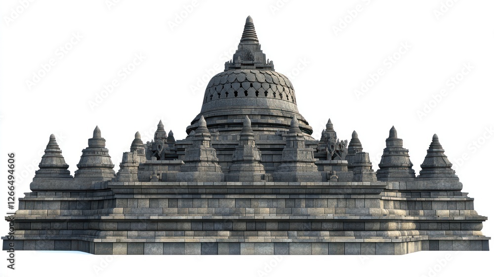 Fototapeta premium Stupa of borobudur temple isolated on white background