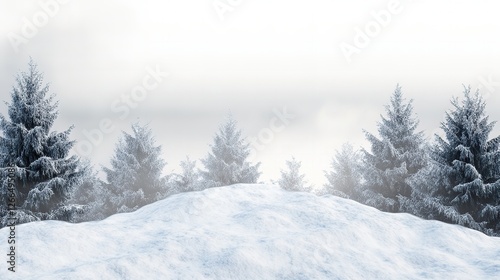 Wallpaper Mural Serene Winter Snow Landscape Isolated on Transparent Background, Featuring Pristine Snow-Covered Trees, Soft Snowflakes, and a Peaceful Frosty Atmosphere. Torontodigital.ca
