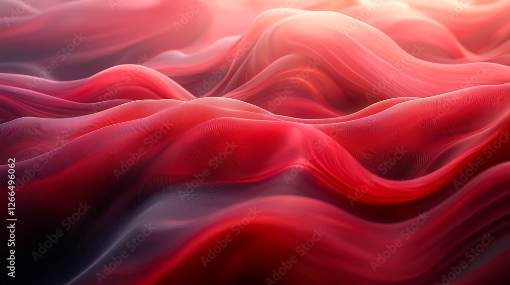 Fototapeta premium Abstract Red Waves, Digital Art, Sunset Background, Design Element