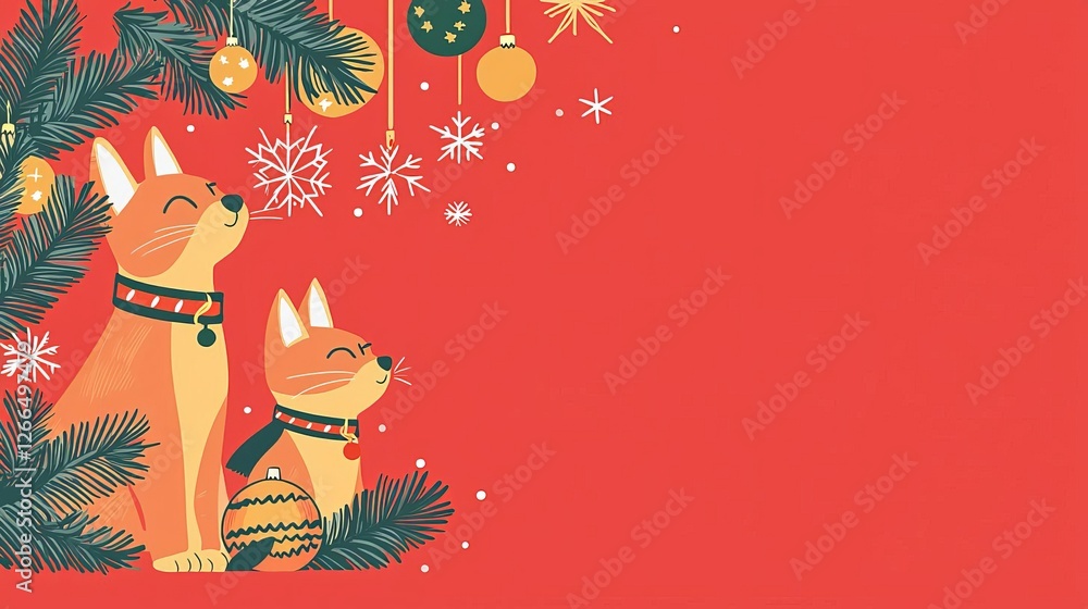 National Pet Day Cat Dog Festive dogs surrounded by holiday decorations. National Pet Day Cat Dog Festive dogs surrounded by holiday decorations.