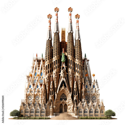 gaudi's sagrada familia cathedral transparent background photo