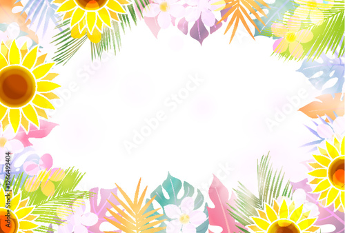 暑中見舞い　ひまわり　夏　背景