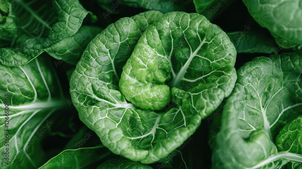 Obraz premium Fresh green tatsoi leaves growing in a vegetable garden under natural daylight.
