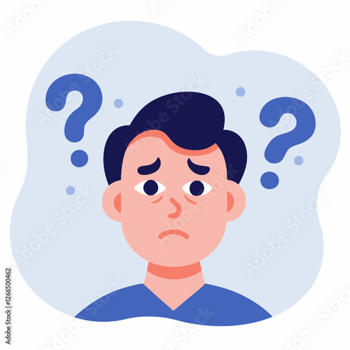 Confused man with questioning expression against abstract background