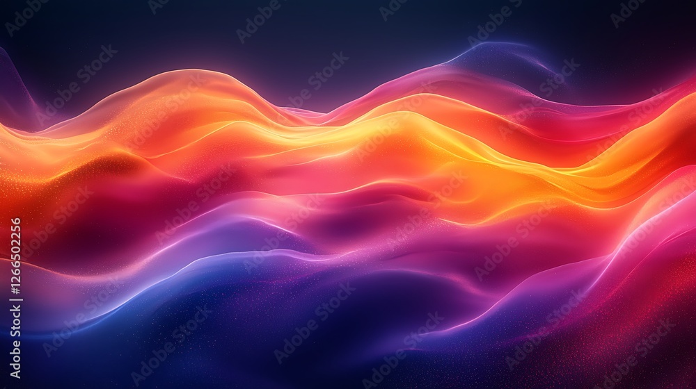 Obraz premium Abstract vibrant waves flowing, dark background, digital art, website design