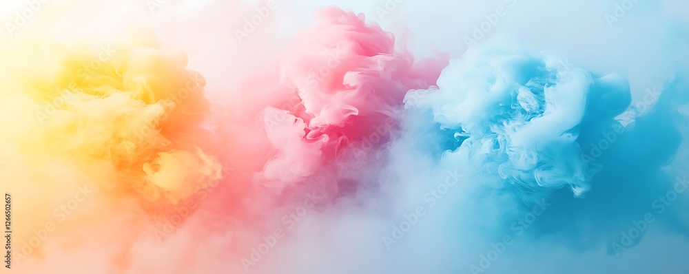 A vibrant explosion of colorful smoke in shades of pink, blue, and yellow. This playful abstract image creates a dreamlike atmosphere, perfect for creative projects or digital art. A vibrant explosion of colorful smoke in shades of pink, blue, and yellow. This playful abstract image creates a dreamlike atmosphere, perfect for creative projects or digital art.
