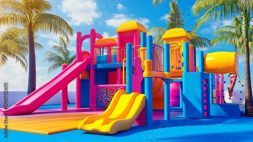 Wallpaper Mural a colorful playground with a slide Torontodigital.ca