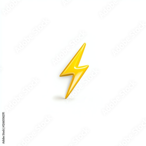 A vibrant yellow lightning bolt icon on a white background, representing energy, power, and dynamic motion. photo