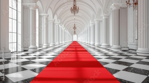 Wallpaper Mural Elegant corridor with red carpet leading to bright light, showcasing classic architecture and grandeur Torontodigital.ca