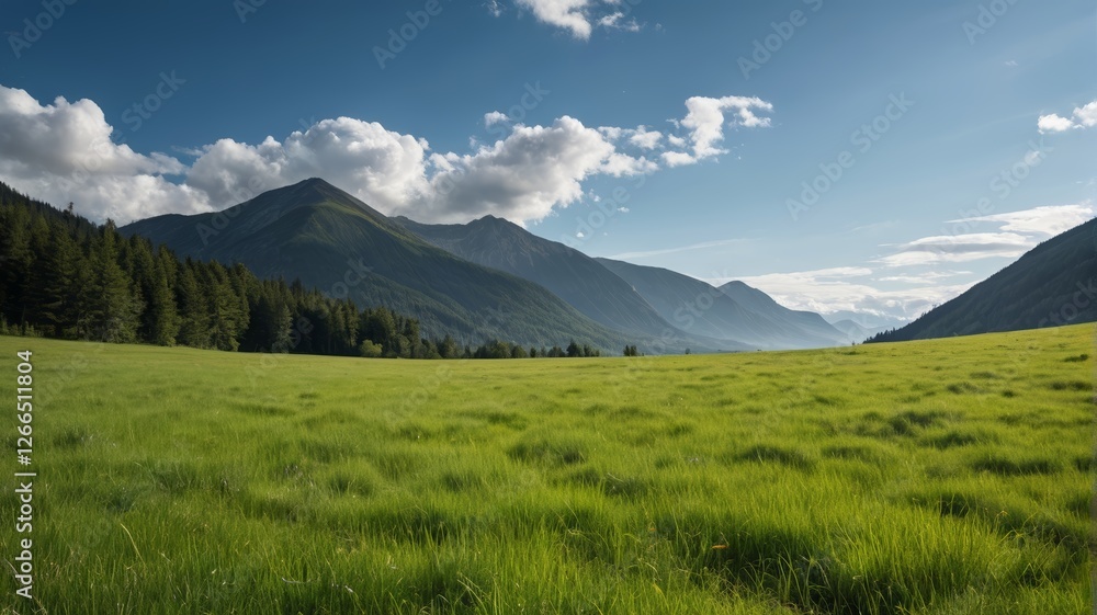 grassy field with mountains in the background grassy field with mountains in the background
