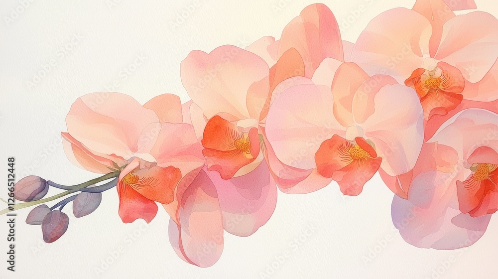 Delicate pink orchids blooming against a soft background in an elegant floral composition for art and decor Delicate pink orchids blooming against a soft background in an elegant floral composition for art and decor