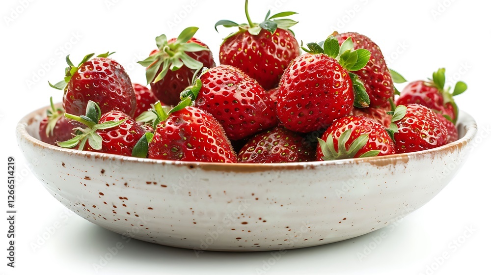 Bowl with fresh strawberries isolated on white background Bowl with fresh strawberries isolated on white background