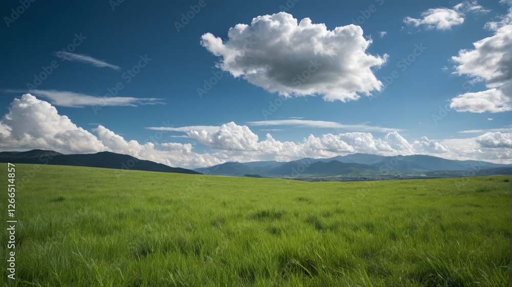 there is a field of grass with mountains in the background there is a field of grass with mountains in the background