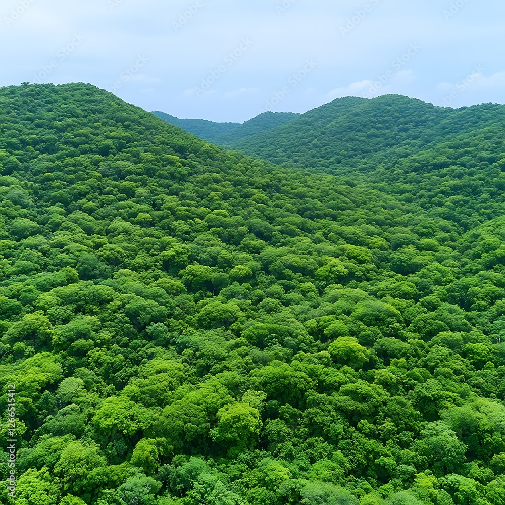 Forest aerial view. Lush hills roll into the distance. Ideal for nature or conservation concepts Forest aerial view. Lush hills roll into the distance. Ideal for nature or conservation concepts
