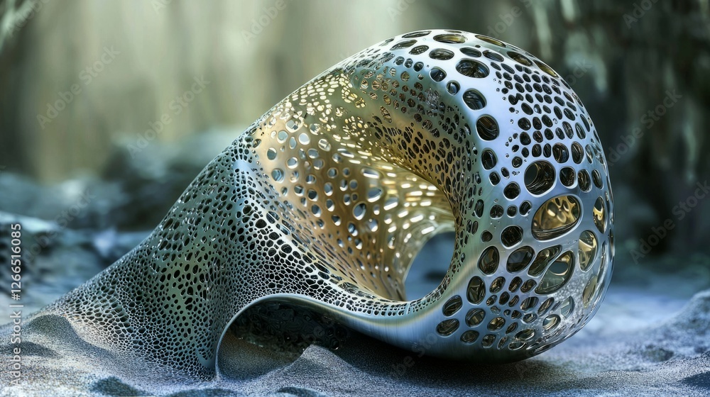 Fototapeta premium Intricate Shell Form with Organic Patterns and Soft Lighting Effects