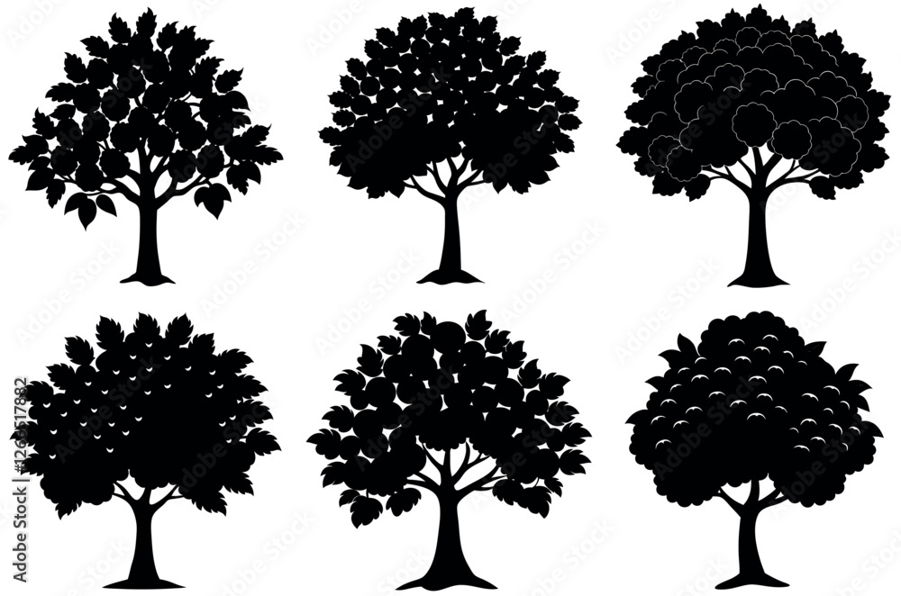 Fototapeta premium set of trees silhouettes vector illustration