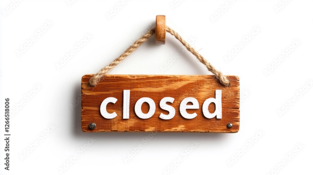 Wooden Sign with Closed in White Letters on Isolated Background. Generative AI Wooden Sign with Closed in White Letters on Isolated Background. Generative AI