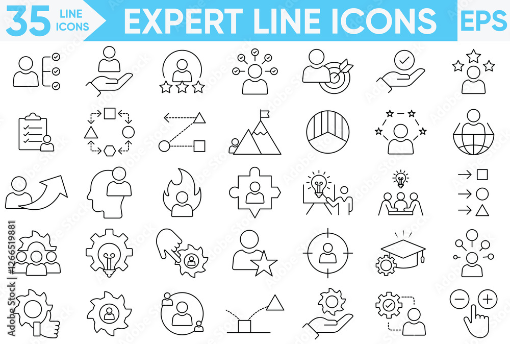 Expert Line icon set. skills, expertise, business, knowledge,competence, growth, education, meeting, specialist, experience and more.Vector and illustrator set. Expert Line icon set. skills, expertise, business, knowledge,competence, growth, education, meeting, specialist, experience and more.Vector and illustrator set.