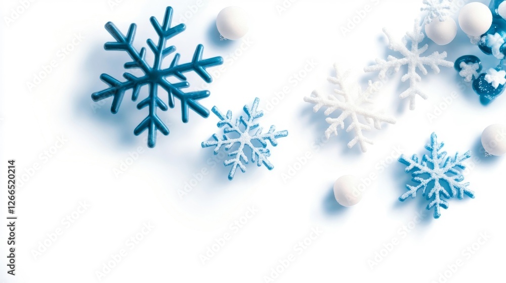Colorful Snowflakes with Frosted Texture and White Background. Generative AI Colorful Snowflakes with Frosted Texture and White Background. Generative AI