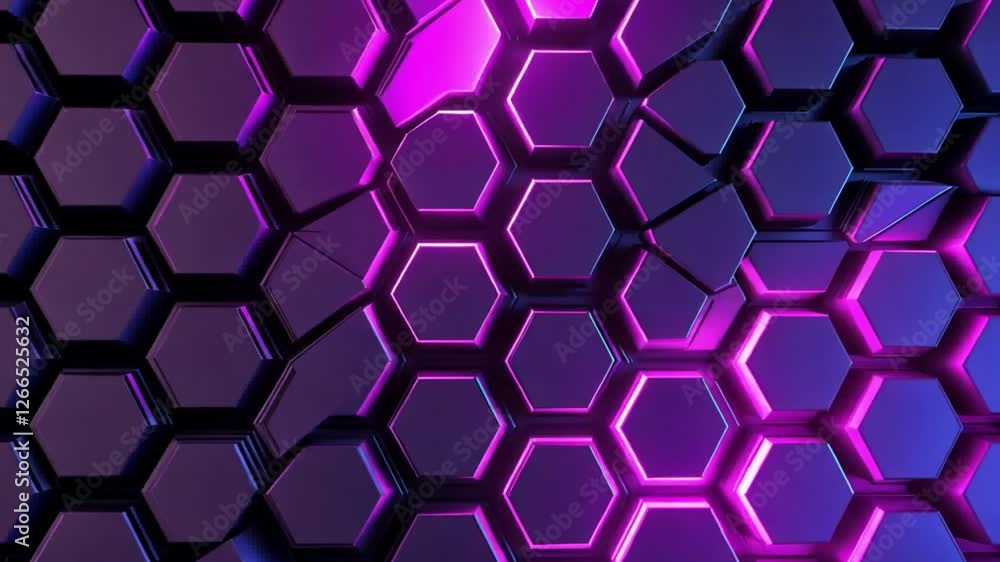 Abstract futuristic background with glowing purple hexagonal patterns creating a modern digital aesthetic Abstract futuristic background with glowing purple hexagonal patterns creating a modern digital aesthetic