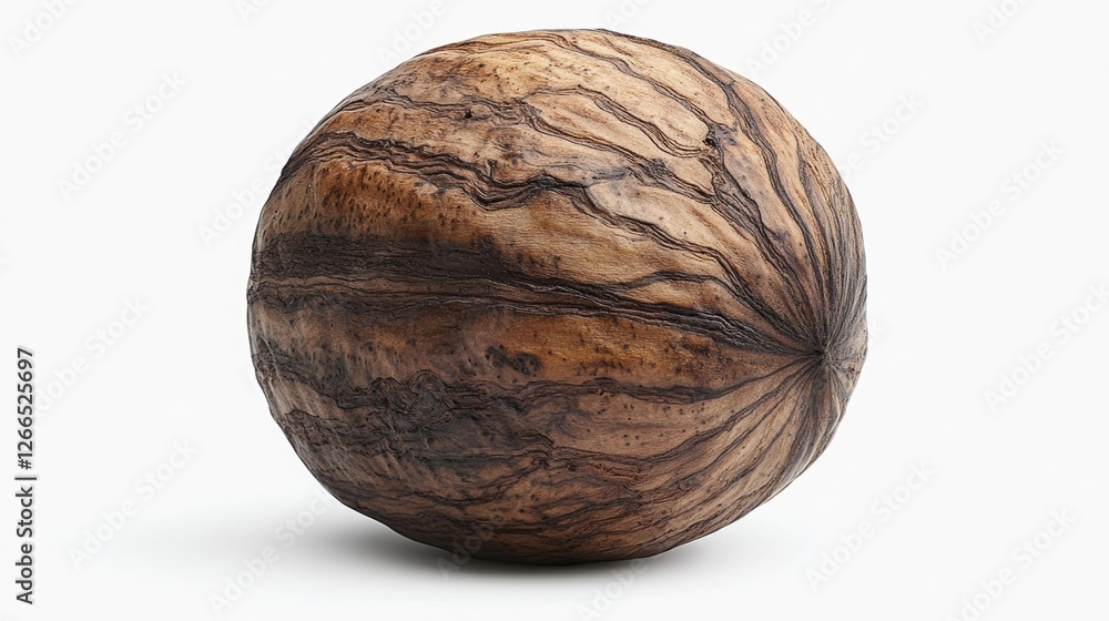 Wooden Patterned Ball on a White Background. Generative AI Wooden Patterned Ball on a White Background. Generative AI